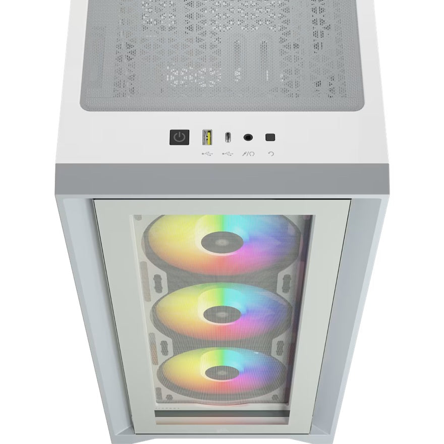 Corsair iCUE 4000X RGB Tempered Glass Mid-Tower ATX Case - White, ATX/E-ATX, 360mm GPU, 170mm CPU, 2yr wty