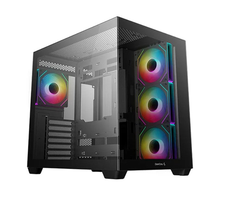 DeepCool CG530 4F ATX Mid Tower PC Case – Tempered Glass, 4 Pre-Installed Fans, USB 3.0, Gen2 Type-C, Audio/Mic, Rear Connector Support