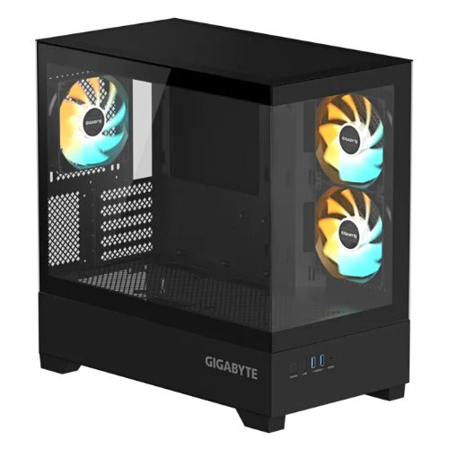 Gigabyte C201 PANORAMIC Black Mid-Tower Computer Case â€“ C201P M-ATX CASE