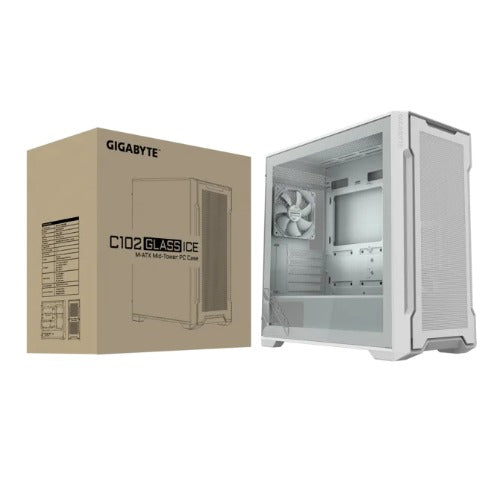 Gigabyte C102 GLASS ICE White Mid-Tower Computer Case â€“ GB-C102GI