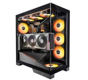 OKINOS AQ9 ARGB,Pre-Installed 5Ã—120mm ARGB PWM Fan, ATX Mid Tower PC Case,Computer case with Panoramic View,Tempered Glass Side Panel,Type C Port