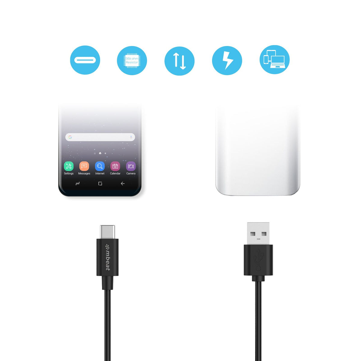 mbeat Prime 2m USB-C to USB-A 2.0 Charge and Sync Cable