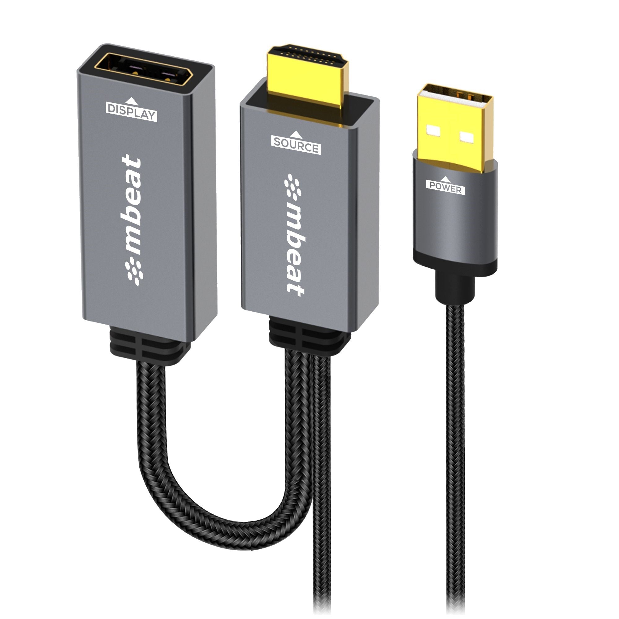 mbeat Tough Link HDMI to DisplayPort Adapter with USB Power  Seamless Signal Transfer  Plug-and-Play Convenience Cable Length: 15cm Package