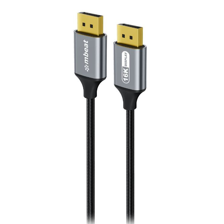 mbeat Tough Link 1.8m 16K DP to DP Cable - Space Grey 40Gbps 180cm Ã— 2.2cm Ã— 1.10cm