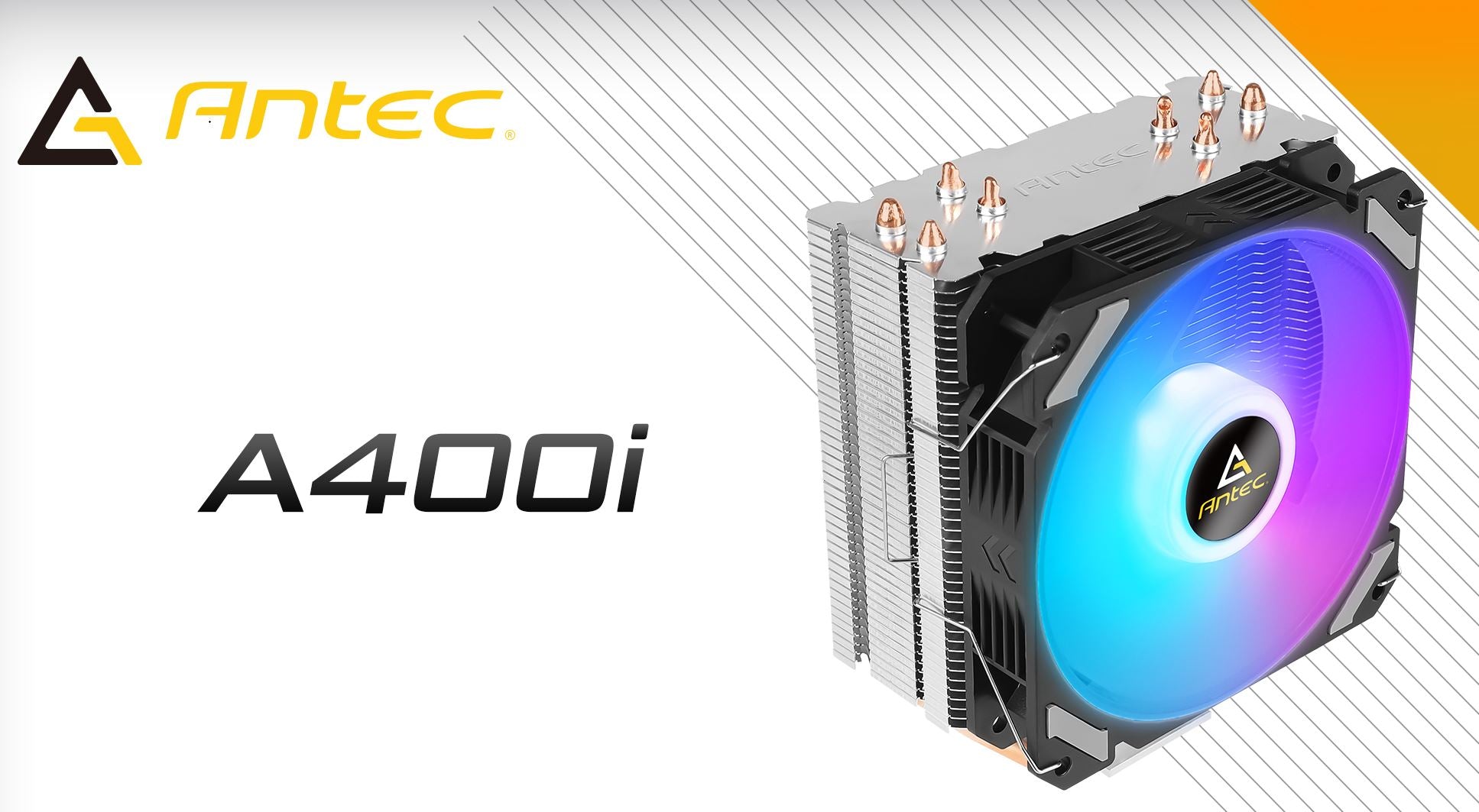 Antec A400i RGB CPU Air Cooler with 4 Direct Heat Pipes, 120mm PWM RGB Fan, 72 CFM & Intel/AMD Support - 1 Year Warranty