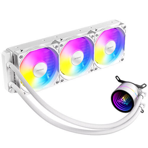 Antec Luna 360 ARGB White, 360mm AIO, 3x120mm ARGB PWM Fans, 800-1800RPM, 67.62CFM, Intel LGA1700/1851, AMD AM4/AM5, 2Y Warranty