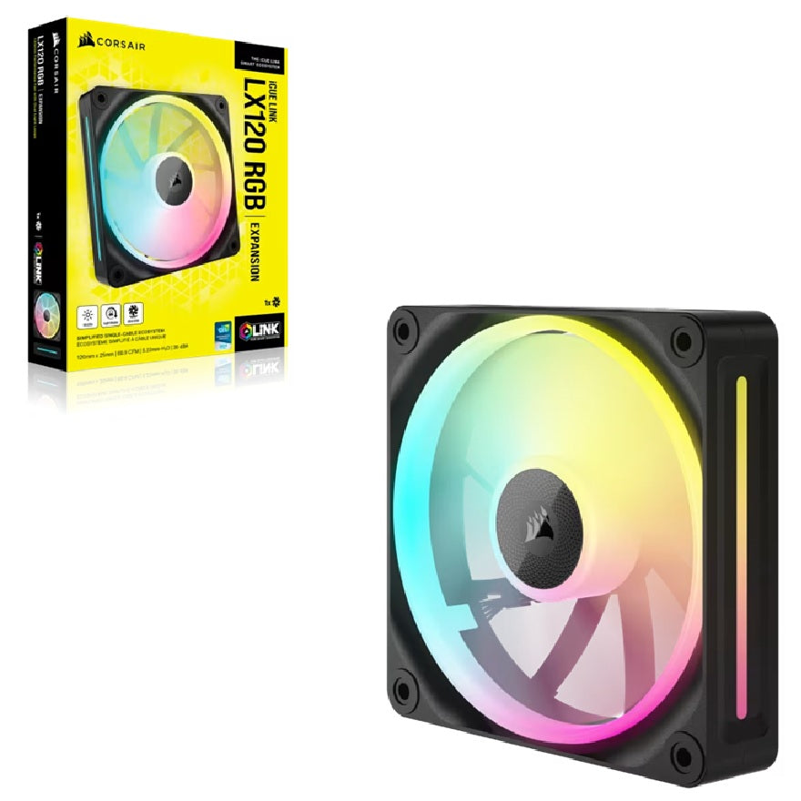 Corsair iCUE LINK LX120 RGB 120mm PWM Single Fan Expansion, LX Series, STATIC PRESSURE Flow Type, 2400 RPM, 69.CFM