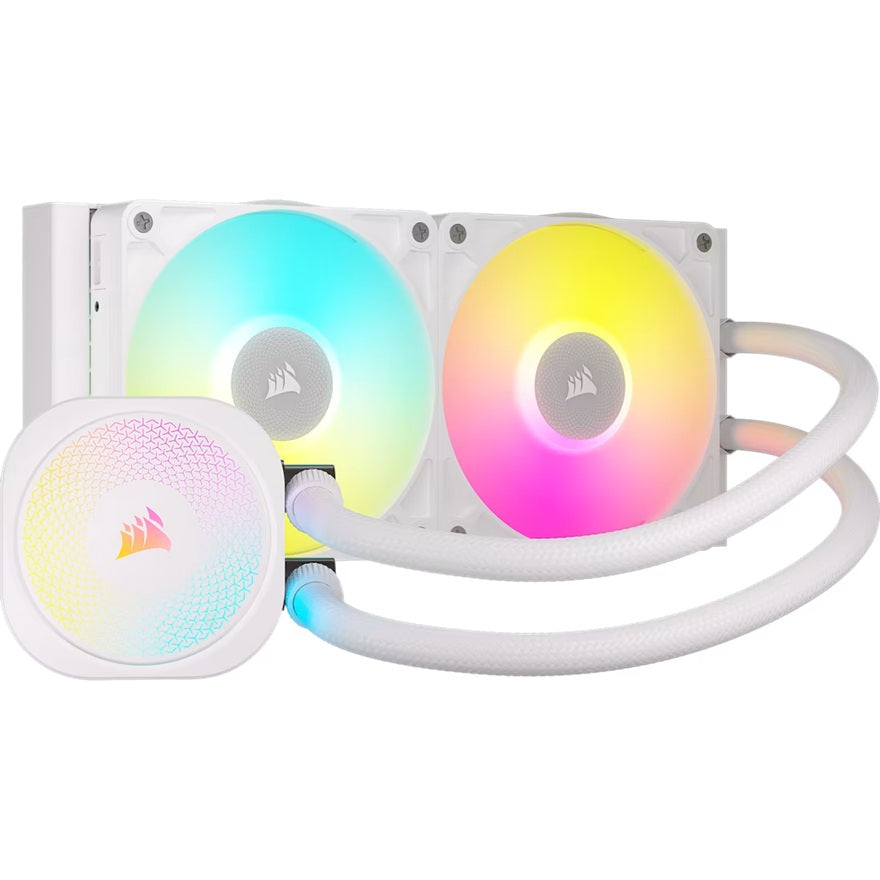 Corsair iCUE LINK TITAN 240 RX RGB AIO Liquid CPU Cooler - White, 73.5 CFM, 2100 RPM, Aluminum Radiator, Copper Cold Plate, Intel/AMD Support