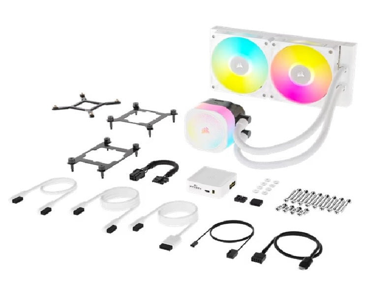 Corsair iCUE LINK TITAN 240 RX RGB AIO Liquid CPU Cooler - White, 73.5 CFM, 2100 RPM, Aluminum Radiator, Copper Cold Plate, Intel/AMD Support