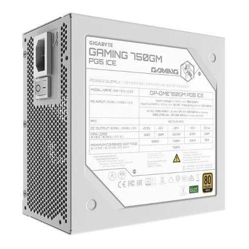 Gigabyte GAMING 750GM PG5 ICE 750W 80 PLUS Gold ATX 3.1 Fully Modular Power Supply â€“ GP-GME750GM PG5 ICE/PSU