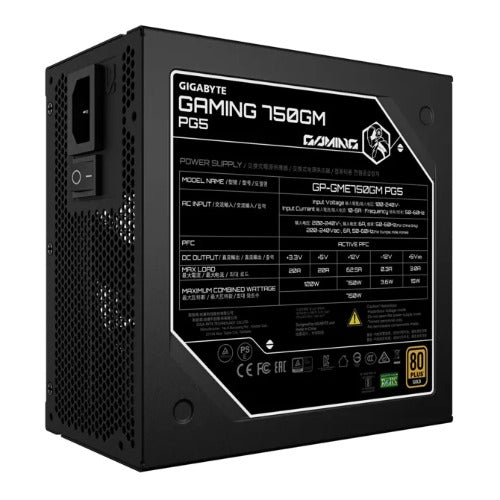 Gigabyte GAMING 750GM PG5 750W 80 PLUS Gold ATX 3.1 Fully Modular Power Supply â€“ GP-GME750GM PG5/PSU