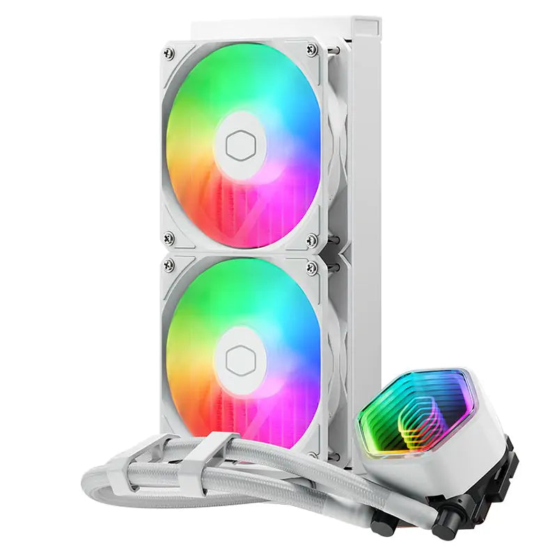 Cooler Master MasterLiquid ML240L ARGB White AIO Liquid CPU Cooler – 240mm Radiator, Dual-Chamber Pump, 2×120mm ARGB Fans, 5-Year Warranty