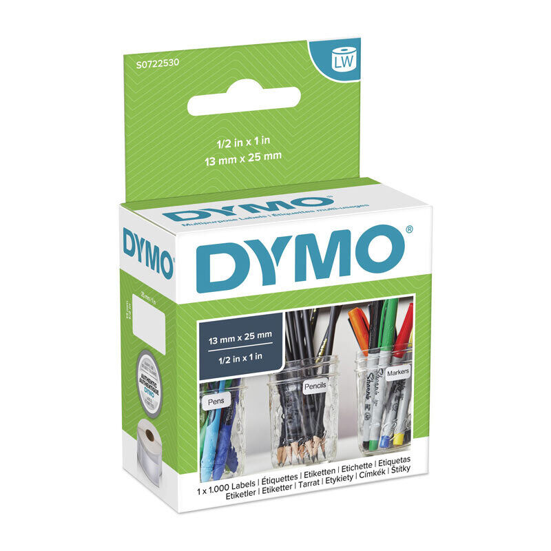 Dymo LabelWriter Multi-Purpose Labels, 13mm x 25mm, White
