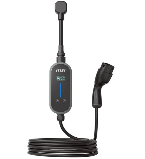 MSI EV Charger Grey Ezgo 10A+15A+Home kit, Single Phase, 230V, 1PH, 2.3KW & 3.4KW, 5M Type 2 Charging gun, 1.8'LCD, IP66, 1.5T, Bluetooth
