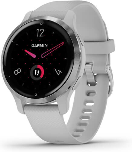 Garmin Venu 2S Smaller-sized GPS Smartwatch with All-day Health Monitoring, Silver Bezel with Mist Grey Case and Silicone Band