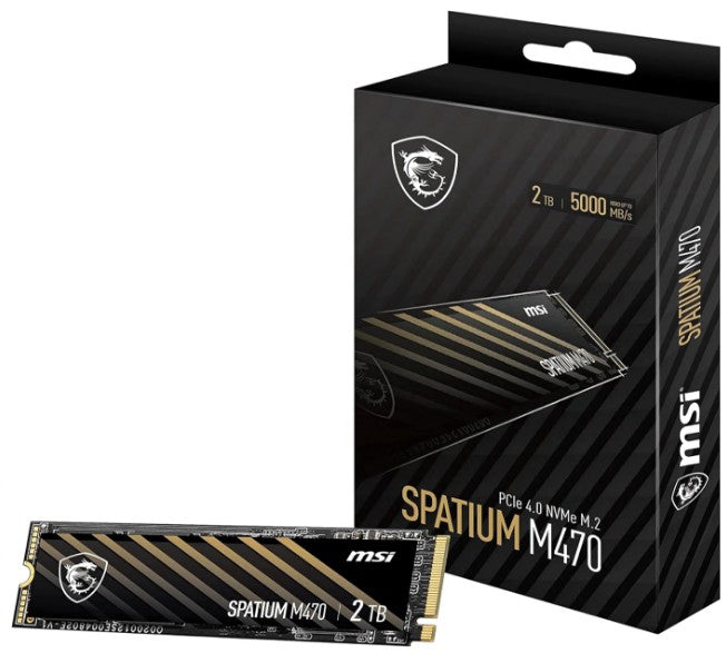 MSI SPATIUM M470 PRO PCIe 4.0 NVMe M.2 2TB SSD, Sequential Read up to 6000MB/s, Sequential Write up to 5000MB/s, 640 TBW, 5 Year Warranty