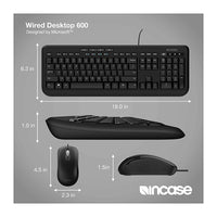 Microsoft Incase Wired Desktop 600 Keyboard and Mouse Combo APB-00018 Designed by Microsoft
