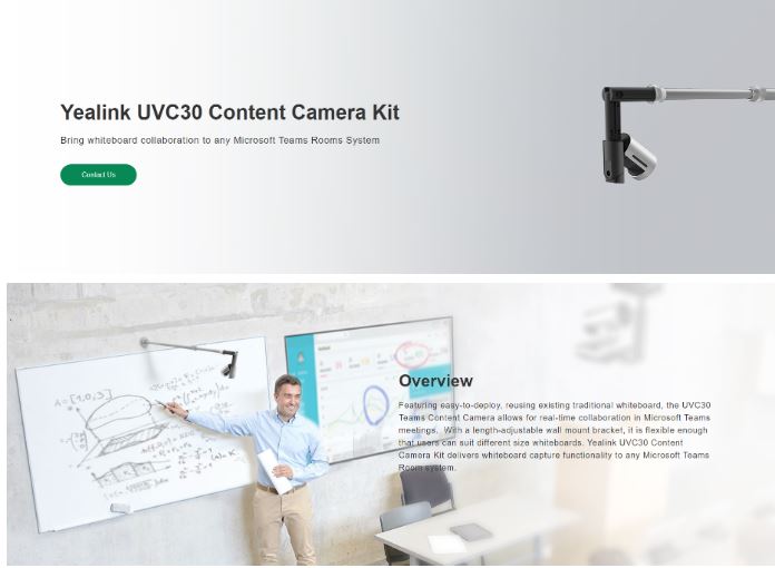 Yealink CCMK-ContentCamMount-USB Camera Mount Kit Wall Bracket 5m USB Cable Cable Lock
