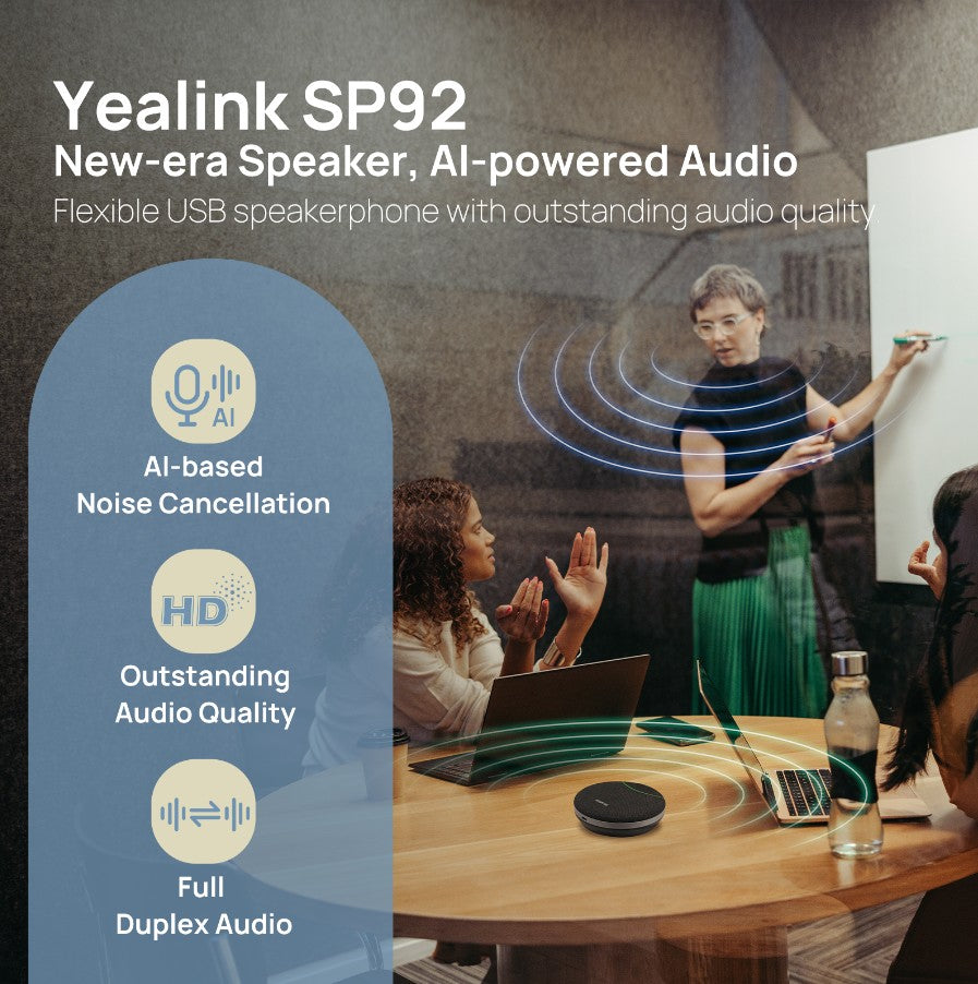 Yealink SP92-D-CA USB-C/A Speakerphone with Dongle AI Noise Cancellation 4 M Pickup