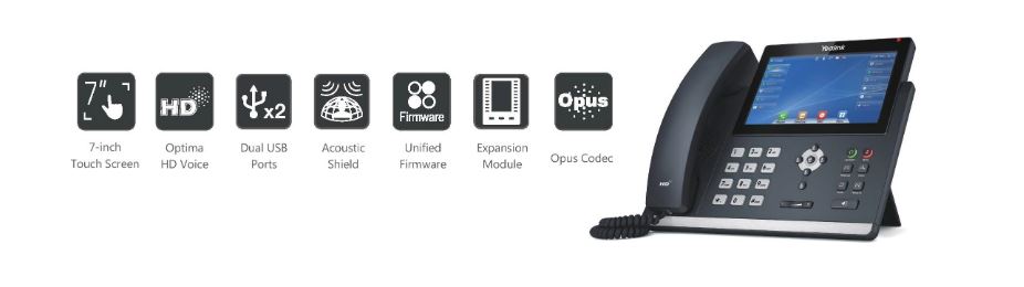 Yealink SIP-T48U T48U 16 Line IP phone 7' 800x480 pixel colour touch screen Optima HD voice Dual