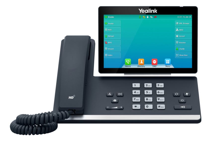 Yealink SIP-T57W 16-Line IP Phone 7-Inch Color Display HD Voice Dual Gigabit Bluetooth Wi-Fi