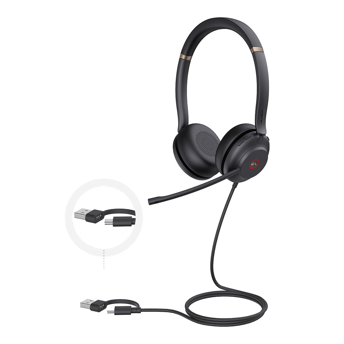 Yealink TEAMS-UH37-D-CA Dual Microsoftteams Certified USB Wired Headset USB-C/A Professional