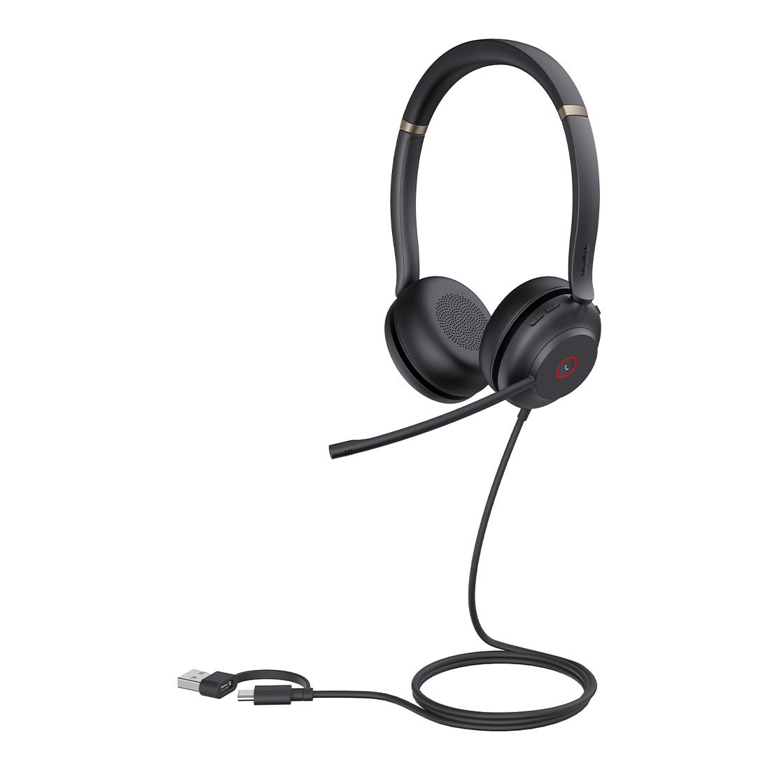 Yealink UH37-Dual-UC-USB-CA Dual UC USB-C/A Wired Headset With 35 mm Speakers