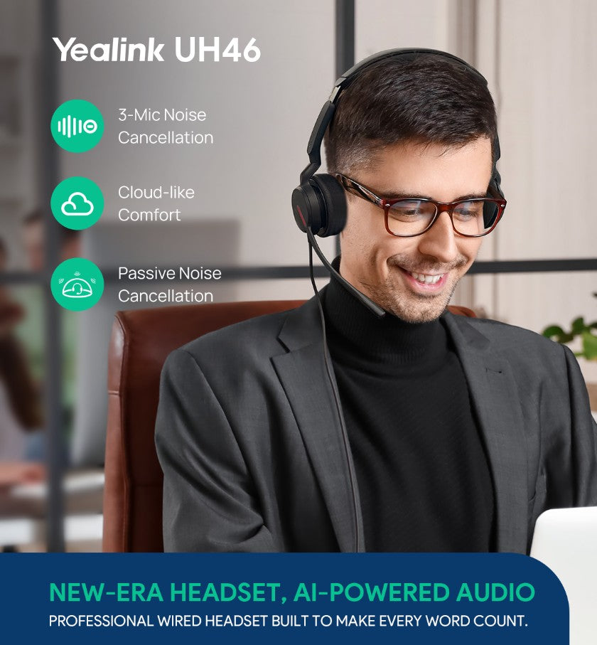 Yealink UH46-D-UC-CA Dual UC USB-C/A Unified Communications USB Wired Headset
