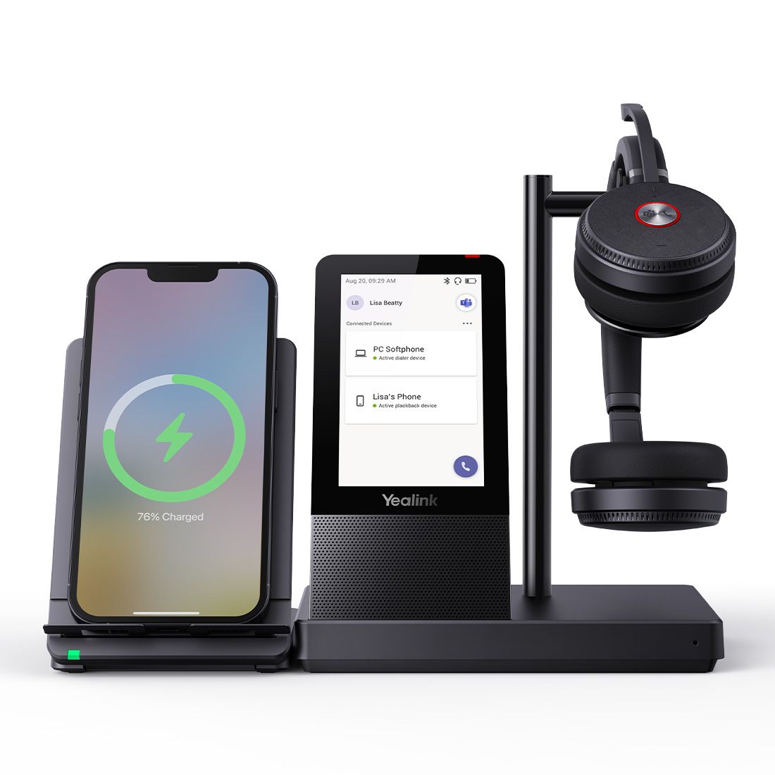 Yealink WH66-Dual-Teams DECT Wireless Headset UC Workstation HD Voice 2-Mic Noise Cancellation