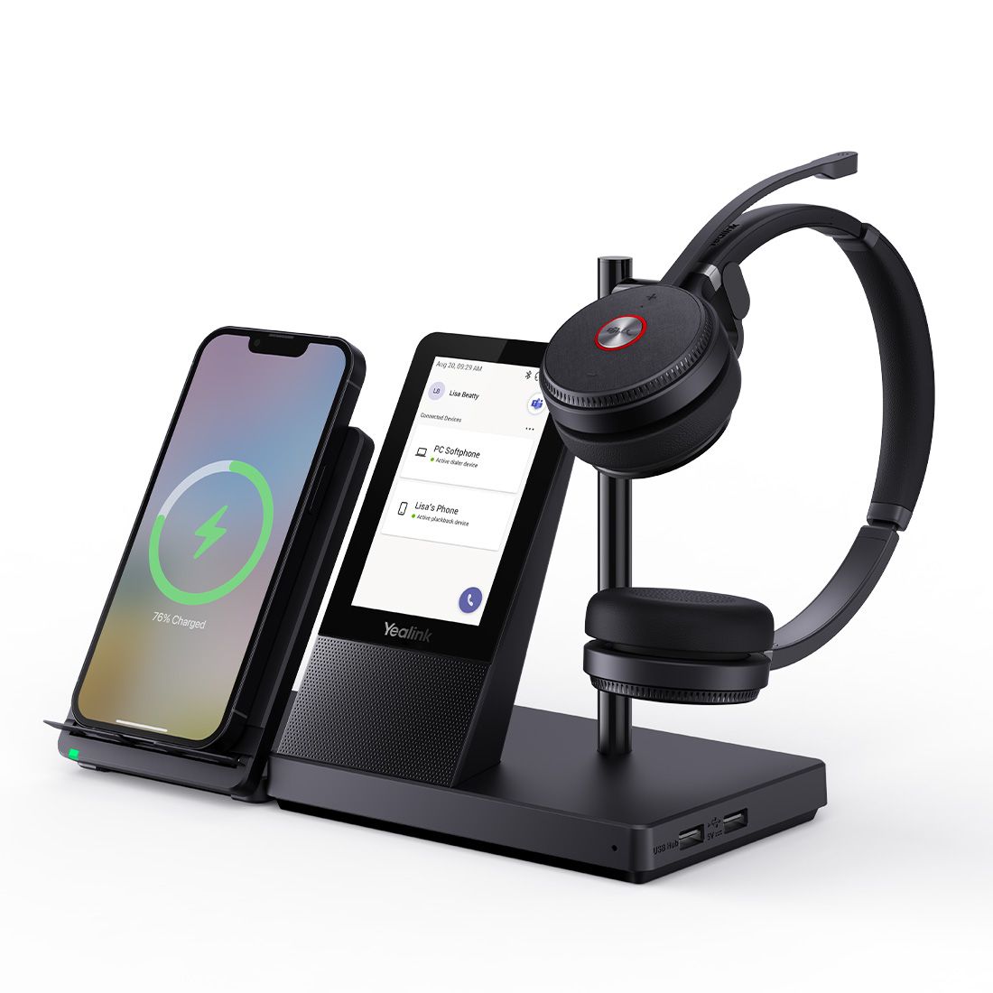 Yealink WH66-Dual-Teams DECT Wireless Headset UC Workstation HD Voice 2-Mic Noise Cancellation