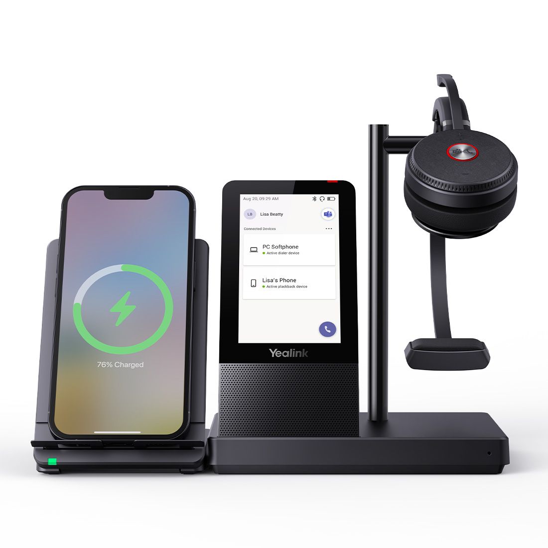 Yealink WH66-Mono-Teams DECT Wireless Headset UC Workstation HD Voice 2-Mic Noise Cancellation