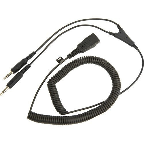 Jabra 2 x 3.5mm plug to 1 x QD. Coilded cable 2m