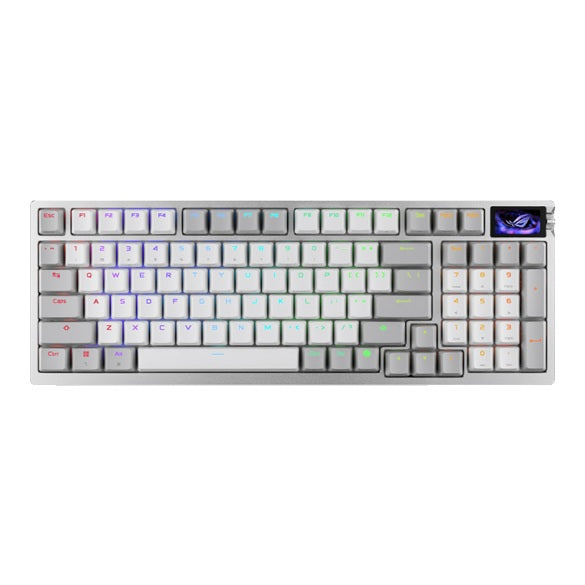 ASUS ROG AZOTH 96 HE LITE WHITE Gaming Keyboard, ROG HFX V2 magnetic switches, USB-C/2.4GHz/Bluetooth 5, RGB Aura Sync, 8000Hz, programmable keys