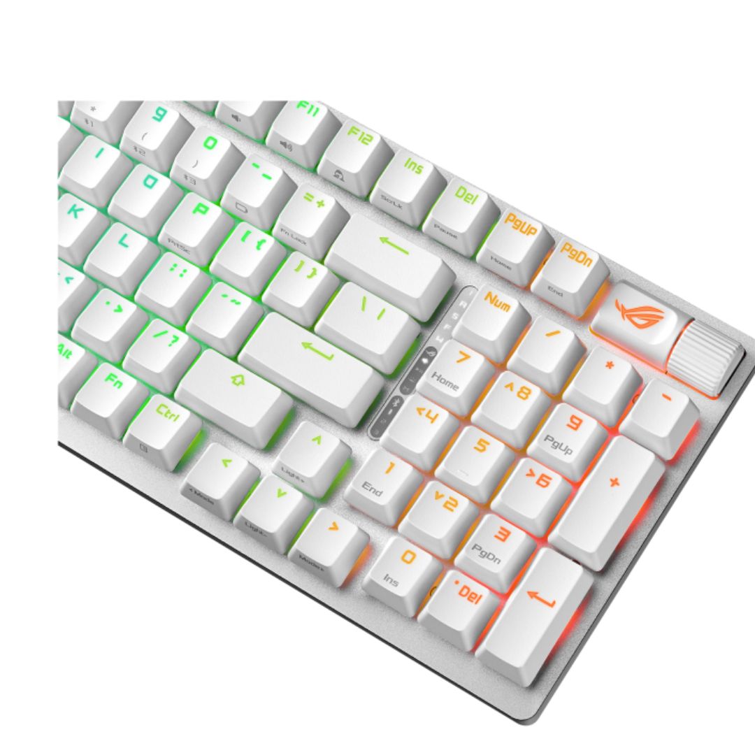 ASUS ROG STRIX SCOPE II 96 WL Snow Switch NX Wireless Gaming Mechanical Keyboard, Tri-mode Connection, Streamer hotkeys, PBT Keycaps (White), Quiet