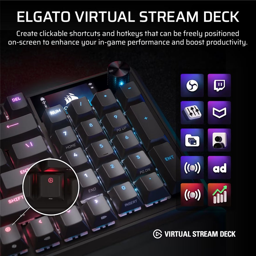 Corsair Vanguard 96 Mechanical Gaming Keyboard, CORSAIR MLX Plasma, 8kHz, NKRO, 8MB, USB3.0, magnetic wrist rest, MLX Plasma switches, wired