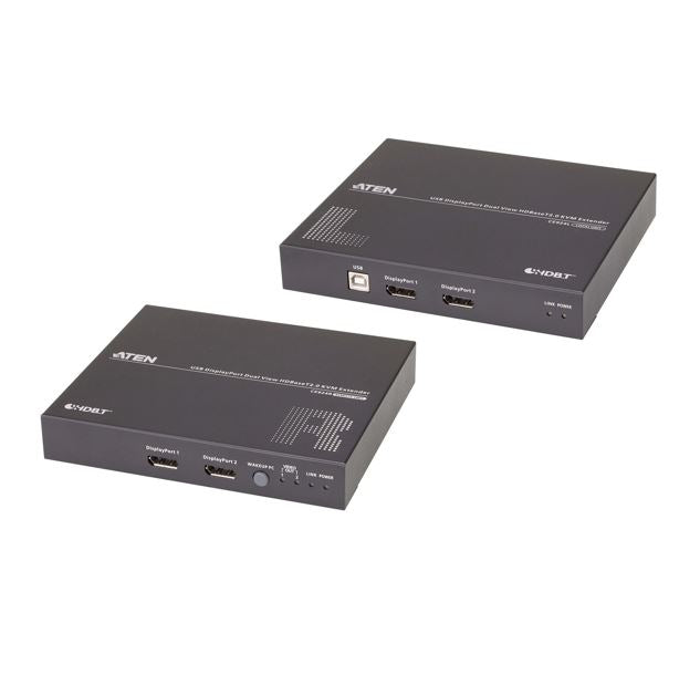 Aten CE924 USB DisplayPort Dual View HDBaseTâ„¢ 2.0 KVM Extender (4K@100m- Single View), EDID Buffer, HDCP Compatible, Built-in 8KV/15KV ESD protection