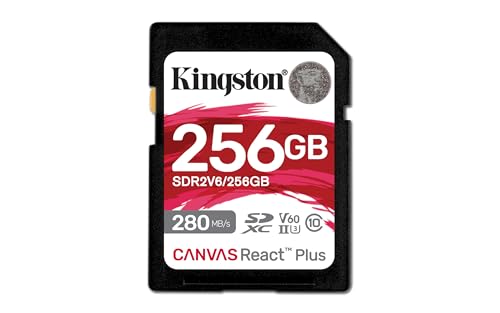 Kingston Technology 256GB Canvas React Plus SDXC UHS-II 280R/150W U3 V60 for Full HD/4K