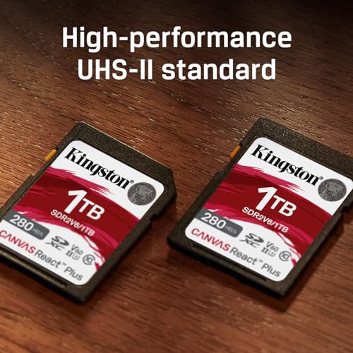 Kingston Technology 256GB Canvas React Plus SDXC UHS-II 280R/150W U3 V60 for Full HD/4K