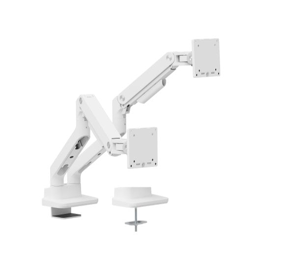 Brateck LDT81-C024-W NOTEWORTHY HEAVY-DUTY GAS SPRING DUAL MONITOR ARM Fit Most 17'-35' Monitor Fine Texture White