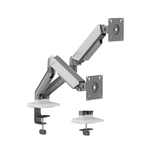 Brateck LDT88-C024 DUAL SCREEN RUGGED MECHANICAL SPRING MONITOR ARM For most 17'~32' Monitors, Space Grey & White