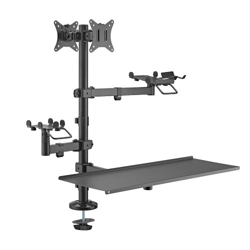 Brateck POS Mounting Solution For Dual Screens (with keyboard tray), Fit Screen Size:17'-32'm, Weight Capacity (per screen): 9kg