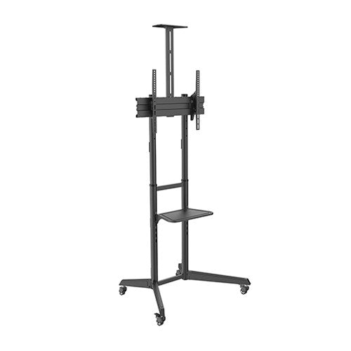 Brateck Versatile & Compact Steel TV Cart with top and center shelf for 37'-70' TVs Up to 50kg, Fine Texture Black, 871x678x1966mm