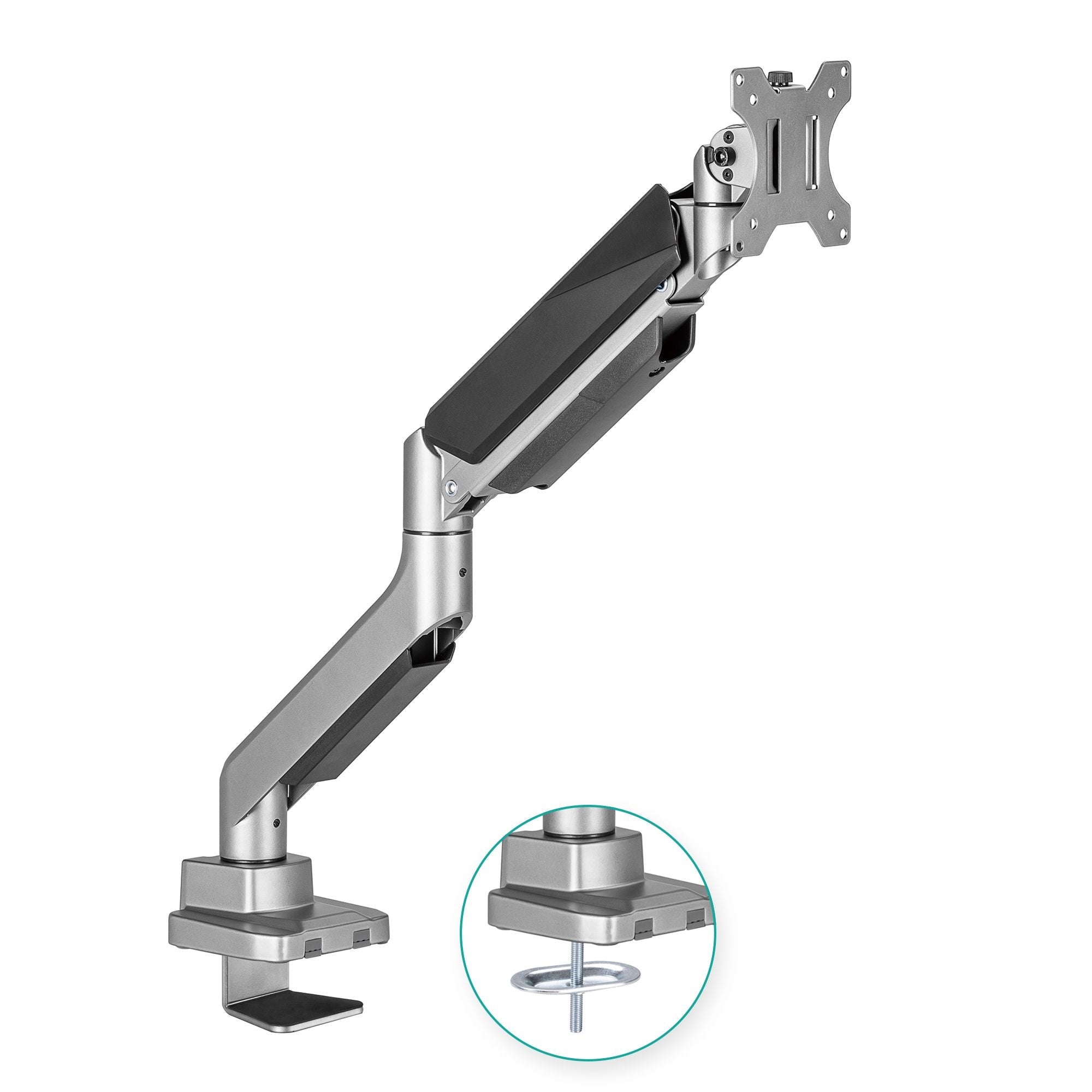 mbeat Activiva Heavy Duty Single Monitor Screen Gas Spring Monitor Arm ACA-HMA-SGS01Y Color: Metallic Grey Screen Rotation: +180Â°~-180Â°