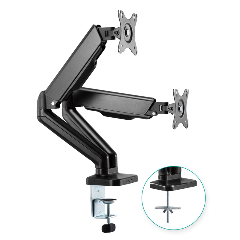 mbeat activiva ErgoLife Dual Monitor Screen Steel Gas Spring Monitor Arm Built-in Spring Tension Cable Management Net Weight 4kg