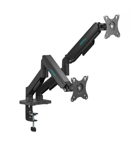mbeat activiva Ergolife Dual-Screen Gas Spring Monitor Arm allows you to smoothly adjust the height, angle, and tilt of both screens with minimal