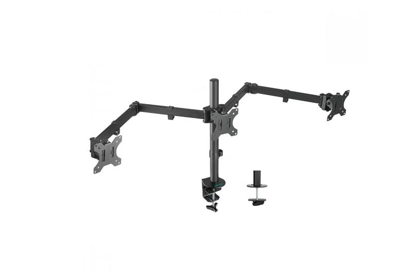 mbeat activiva Triple-Screen Articulating Monitor Arm Ideal for a seamless triple monitor setup (13'-27'), it offers flexible positioning