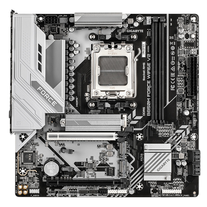 Gigabyte B850M FORCE Wi-Fi 6E V2, B850 AM5 Motherboard â€“ DDR5, Wi-Fi 6E, 5GbE LAN â€“ B850M FORCE WF6E V2