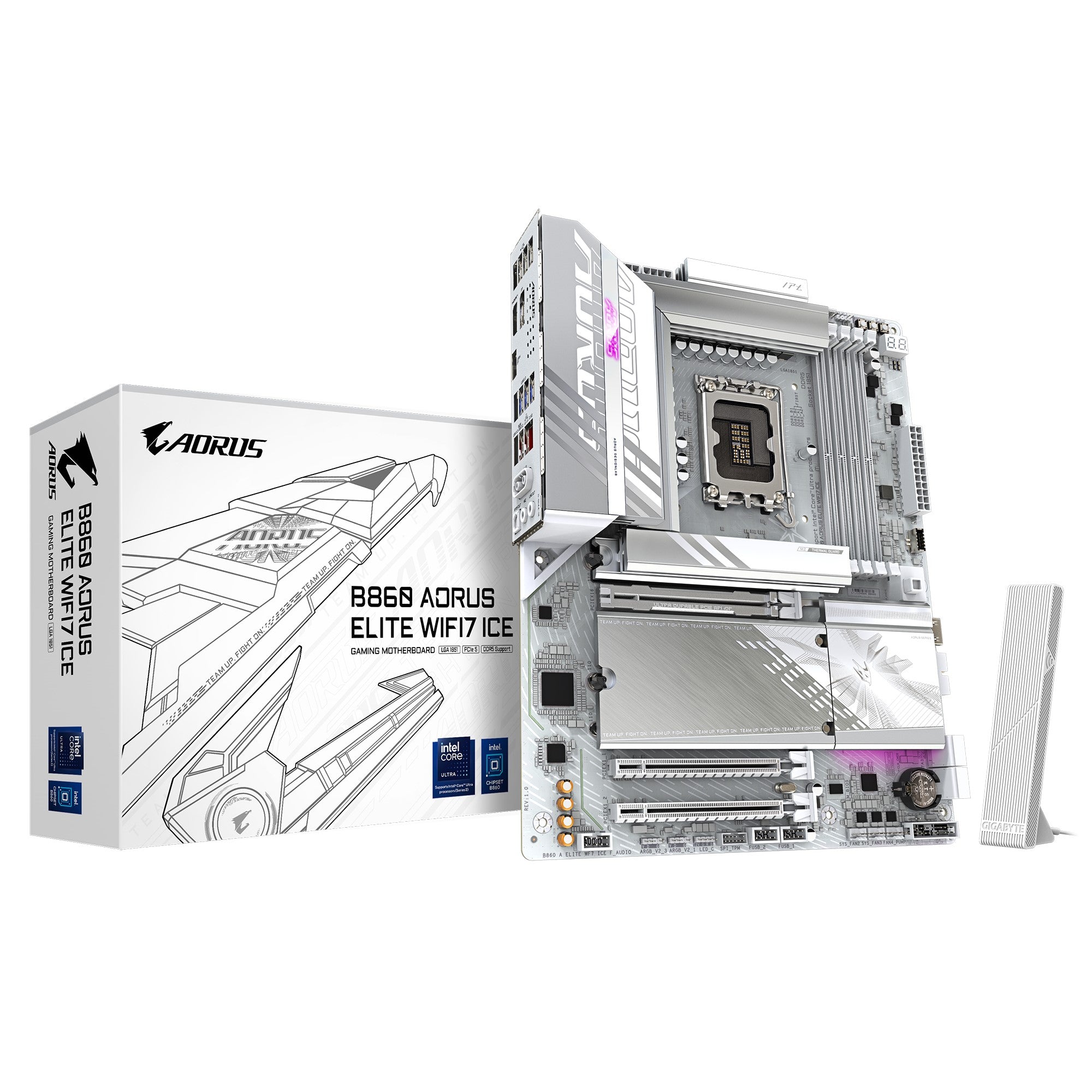 Gigabyte B860 A ELITE WF7 ICE 1.0, Intel  B860, 4 x DDR5 up to 256 GB, 2x HDMI, 3 x PCI Express x16, 3 x M.2, 4 x SATA, 6 x USB 3.2