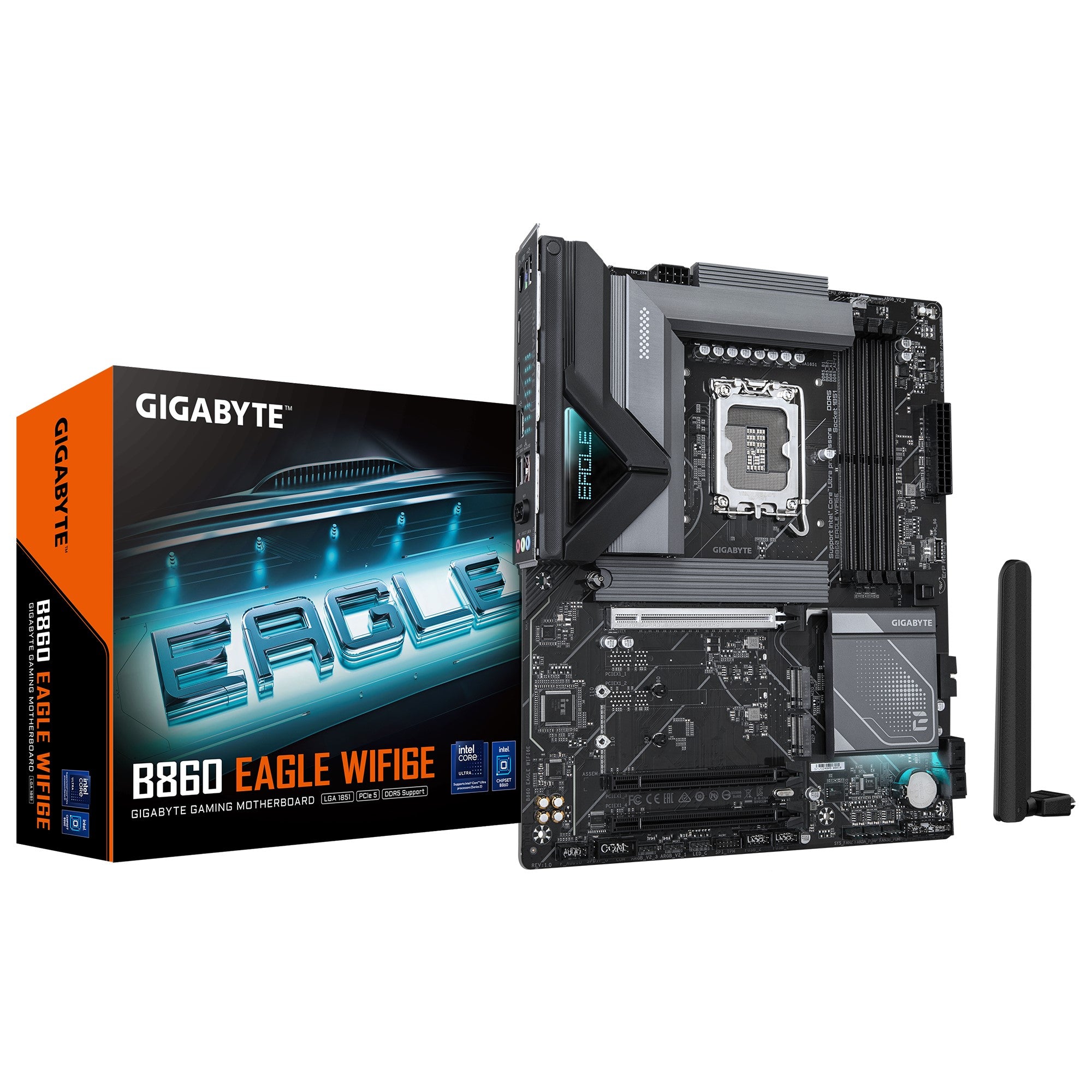 Gigabyte  B860 EAGLE WIFI6E 1.0,  Intel  B860, 4 x DDR5 up to 256 GB, 1x HDMI, 3 x PCI Express x16, 3 x M.2, 4 x SATA, 3 x USB 3.2
