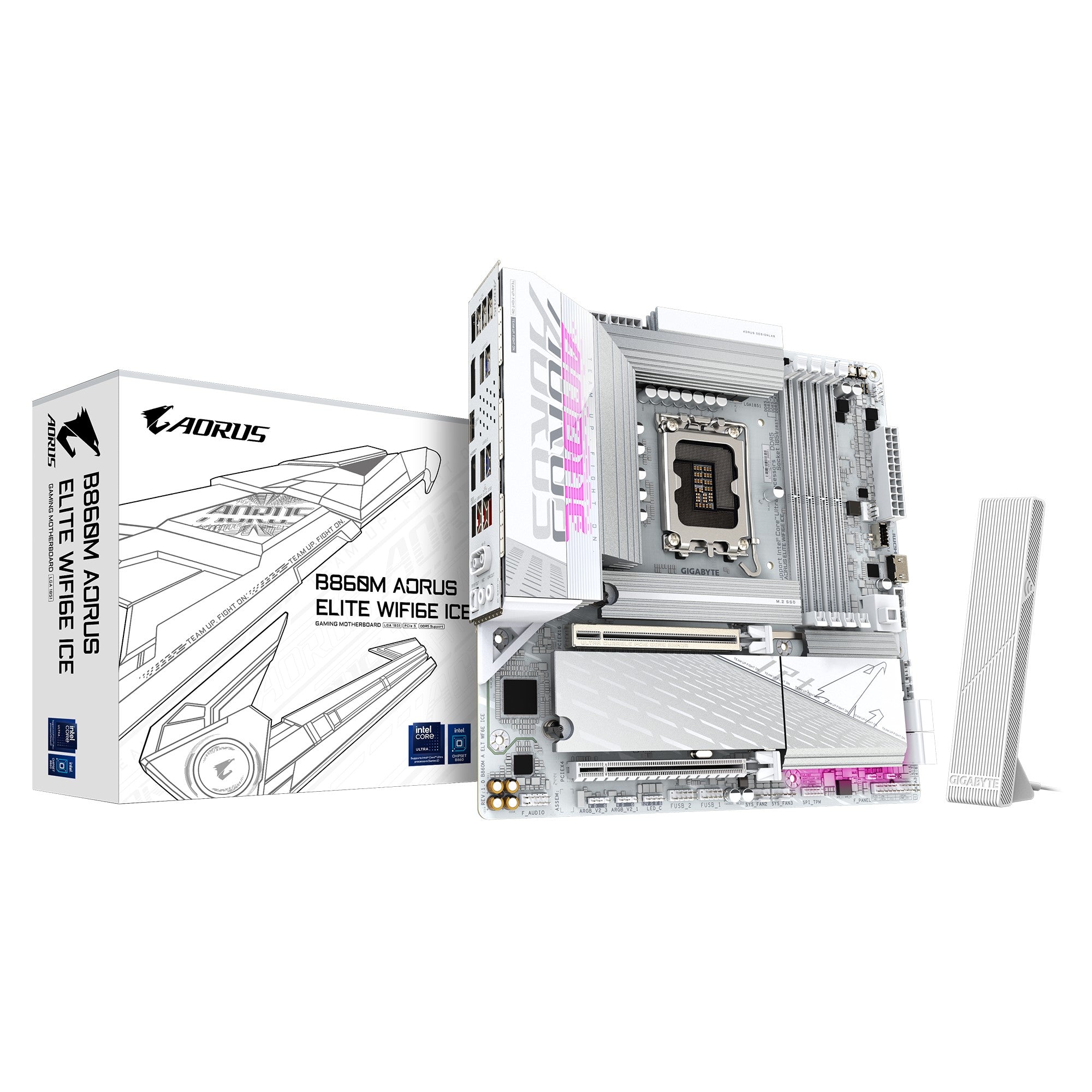 Gigabyte  B860M A ELT WF6E ICE 1.0, Intel  B860, 4 x DDR5 up to 256 GB, 2x HDMI, 2 x PCI Express x16, 3 x M.2, 4 x SATA, 9x USB 3.2